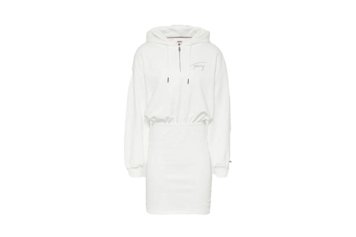 Tommy Jeans Tjw Signature Hoodie Dress Φόρεμα Mini (DW0DW12882 YBL) Λευκό